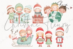 Cute Christmas Children Clipart Bundle Product Image 5