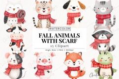 Fall Animals With Scarf Clipart Bundle | Fall Png Product Image 1