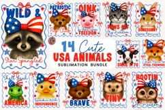 Cute USA Animals Funny PNG Sublimation Bundle Product Image 1