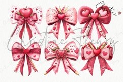 Cute teacher Valentine Bows Clipart | Valentines PNG Product Image 4