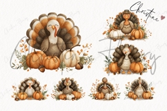 Thanksgiving Cute Turkey Clipart Bundle Product Image 5