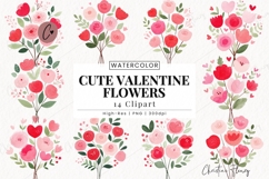 Cute Valentine Flowers Clipart Bundle Product Image 1