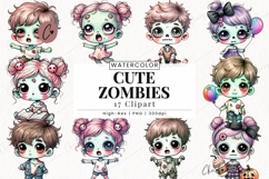 Cute Zombies Clipart Bundle | Halloween PNG Product Image 1
