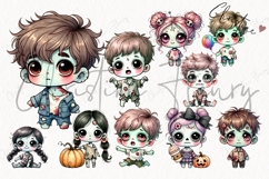 Cute Zombies Clipart Bundle | Halloween PNG Product Image 5