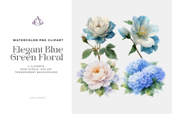 Elegant Blue Green Floral Cliparts Product Image 1