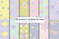 Pastel Hearts And Flowers Paper | Purple Seamless Pattern Product Image 1