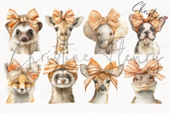 Fall Animals With Bows Clipart Bundle - 23 Elements Product Image 4
