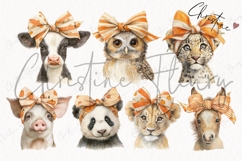 Fall Animals With Bows Clipart Bundle - 23 Elements Product Image 6