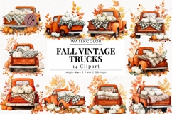 Fall Vintage Trucks Clipart Bundle Product Image 1