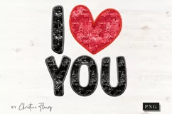 I Love You Sparkly Faux Sequins Valentines PNG Product Image 3