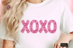Pink XOXO Sparkly Faux Sequins Valentines PNG Product Image 1