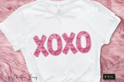 Pink XOXO Sparkly Faux Sequins Valentines PNG Product Image 2