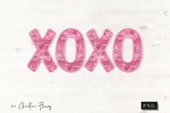 Pink XOXO Sparkly Faux Sequins Valentines PNG Product Image 3