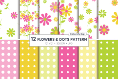 Green And Pink Flowers Seamless Digital Papers Product Image 1
