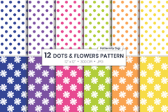 Seamless White Flower and Dots Digital Paper Product Image 1