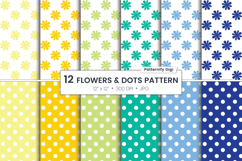 Seamless Polka Dot &amp; Flower Digital Paper Set, 12x12&quot; Product Image 1