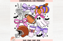 Coquette Halloween Football SVG PNG, Preppy Ghost Bow Fall Product Image 3