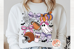 Coquette Halloween Football SVG PNG, Preppy Ghost Bow Fall Product Image 2