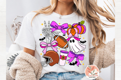 Coquette Halloween Football SVG PNG, Preppy Ghost Bow Fall Product Image 2