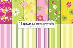 Floral and Striped Digital Backgrounds, Seamless Patterns Product Image 1