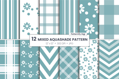Gingham Green Gray Background | Striped And Floral Pattern Product Image 1