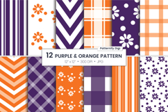 Chevron Floral Digital Paper - Purple &amp; Orange Pattern Product Image 4