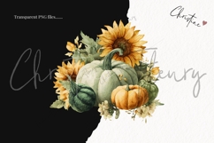 Green Pumpkins and Sunflowers Clipart Bundle Product Image 3