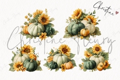 Green Pumpkins and Sunflowers Clipart Bundle Product Image 4