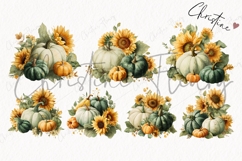 Green Pumpkins and Sunflowers Clipart Bundle Product Image 5