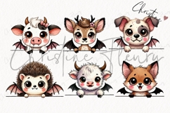 Peeking Spooky Animals Clipart Bundle | Halloween PNG Product Image 4