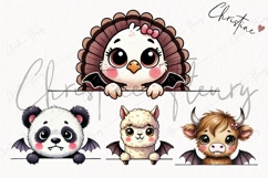 Peeking Spooky Animals Clipart Bundle | Halloween PNG Product Image 6