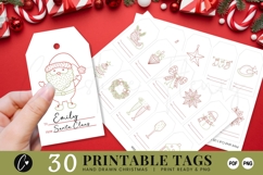 30 Printable Hand Drawn Christmas Gift Tags Product Image 1