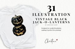 Vintage Black Jack O Lanterns Clipart | Halloween PNG Product Image 2