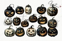 Vintage Black Jack O Lanterns Clipart | Halloween PNG Product Image 4