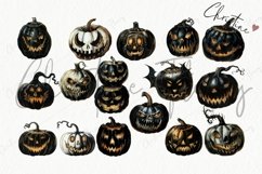 Vintage Black Jack O Lanterns Clipart | Halloween PNG Product Image 5