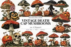 Vintage Death Cap Mushroom Clipart | Halloween PNG Product Image 1