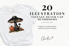 Vintage Death Cap Mushroom Clipart | Halloween PNG Product Image 2