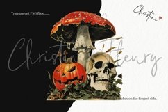 Vintage Death Cap Mushroom Clipart | Halloween PNG Product Image 3