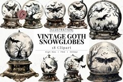 Vintage Goth Snowglobes Clipart | Halloween PNG Product Image 1
