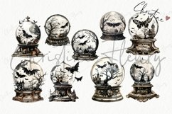 Vintage Goth Snowglobes Clipart | Halloween PNG Product Image 4