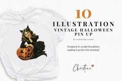 Vintage Halloween Pin Up Girls Clipart | Halloween PNG Product Image 2