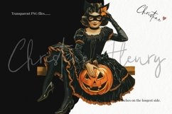 Vintage Halloween Pin Up Girls Clipart | Halloween PNG Product Image 3