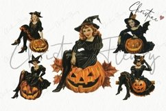 Vintage Halloween Pin Up Girls Clipart | Halloween PNG Product Image 4