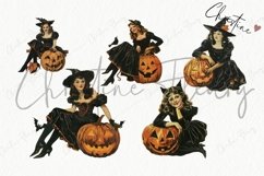 Vintage Halloween Pin Up Girls Clipart | Halloween PNG Product Image 5