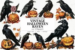 Vintage Halloween Ravens Clipart | Halloween PNG Product Image 1
