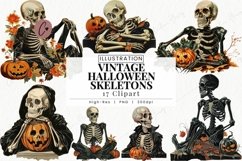 Vintage Halloween Skeletons Clipart | Halloween PNG Product Image 1