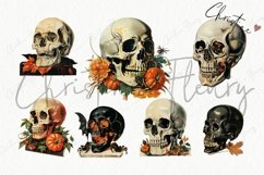 Vintage Halloween Skulls Clipart | Halloween PNG Product Image 5
