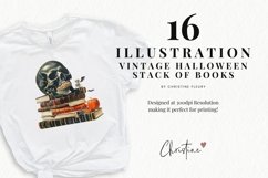 Vintage Skull Book Stack Clipart | Halloween PNG Product Image 2