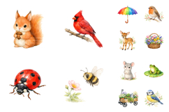 Cute Watercolor Spring Animal Clipart Product Image 2