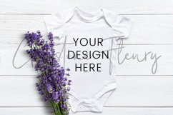 Lavender White Baby Bodysuit Mockup - Spring Mockup Product Image 3
